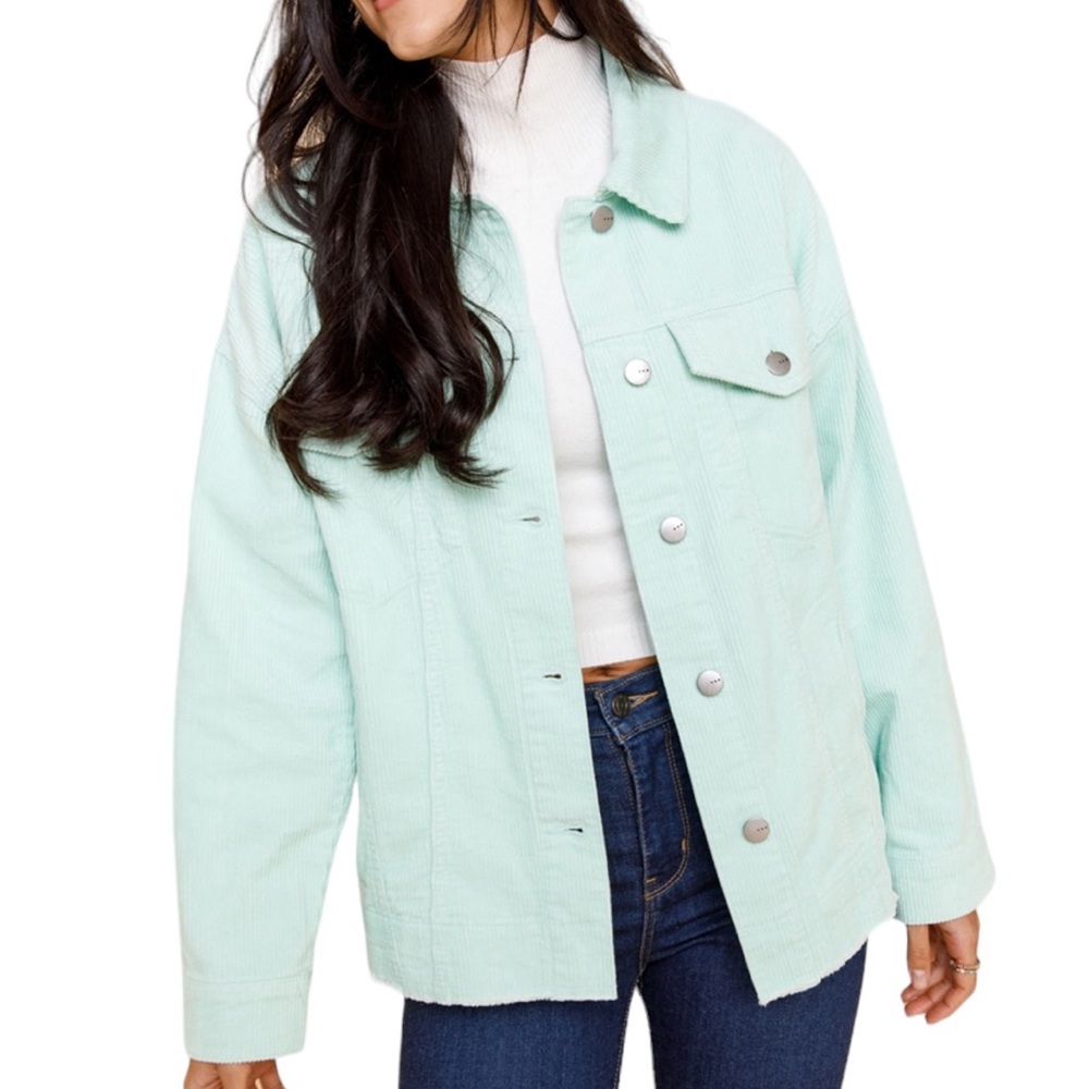 TGLA Mint Green Corduroy Jacket Size Medium Shirt Shacket